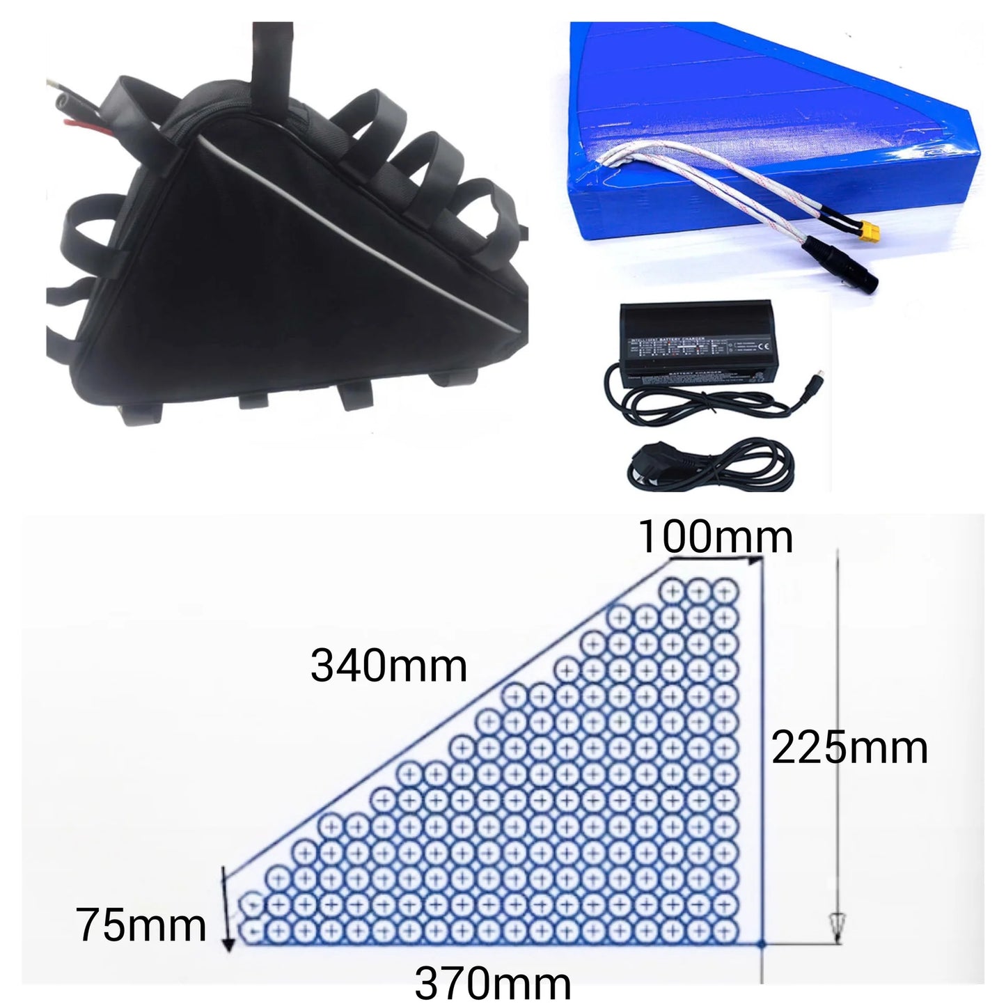72V 20.8-35Ah Triangle Lithium-Ion Battery Pack For 2000W 3000W 5000W Motor With 60A 80A BMS"