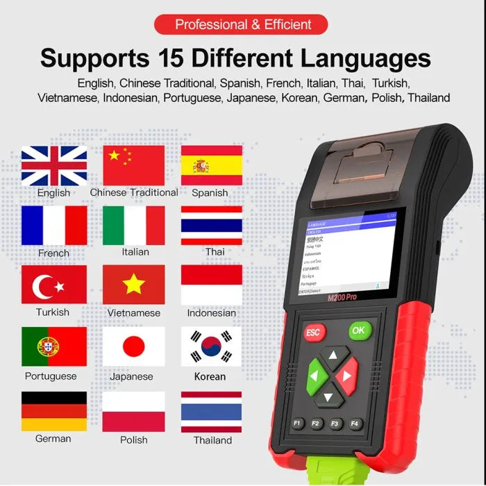 JDiag M200 Pro Diagnostic Scanner with Honda ECU Remap, Battery Tester ABS System Fault Codes For Universal Motorcycle