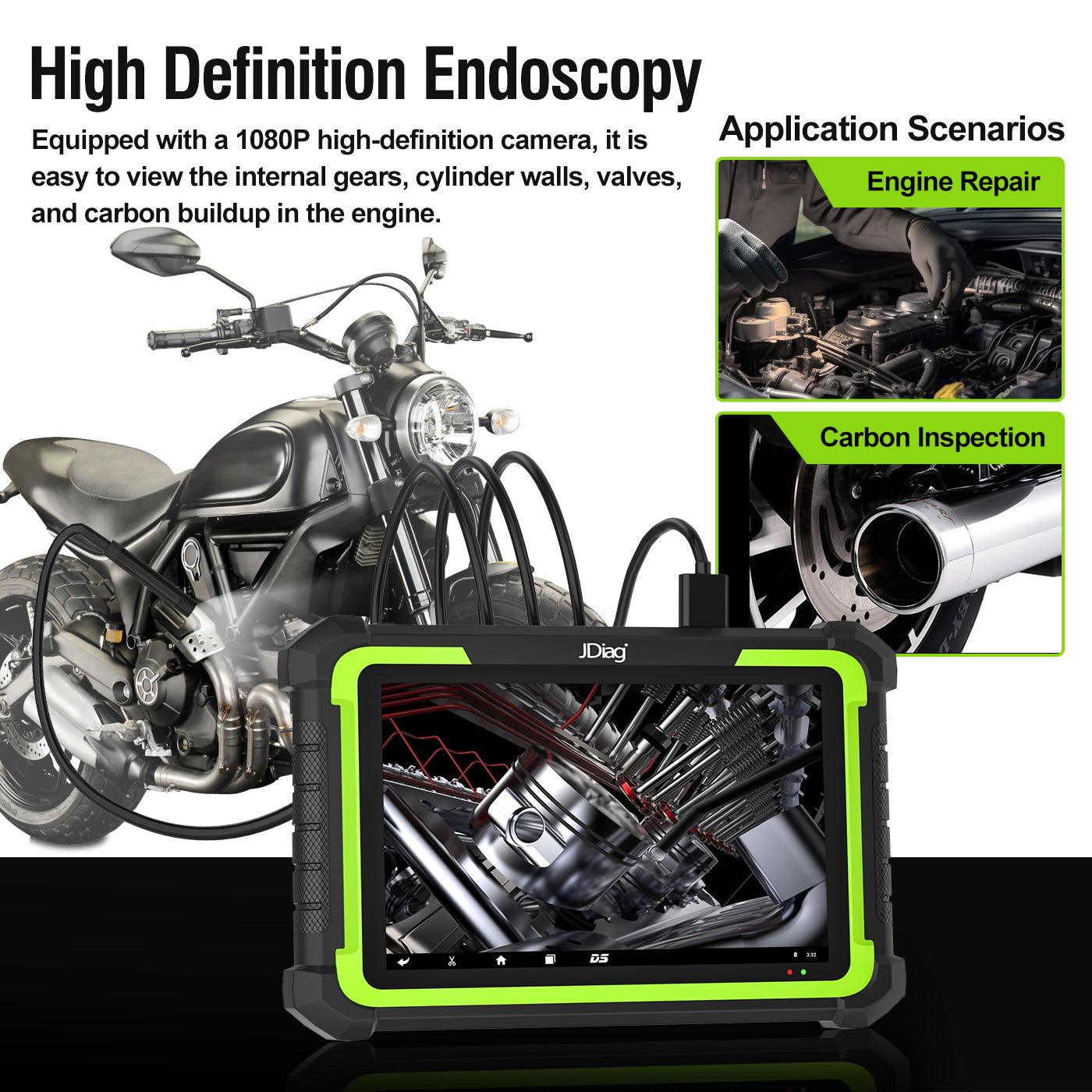 JDiag M400 Motorcycle Diagnostic OBD2 Scanner For Universal Motorcycle 8.0 inch