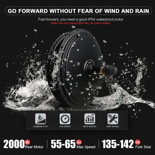 2000W Electric Bike Conversion Kit - 48V Hub Motor w/ KT-50A Sine Wave Controller, LCD Display & Tire (DIY E-Bike Upgrade)