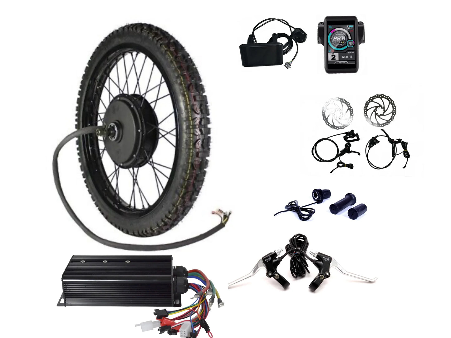 3000W Electric Bike Conversion Kit with 3.5" TFT Display - Hub Motor for E-Bike DIY Upgrade