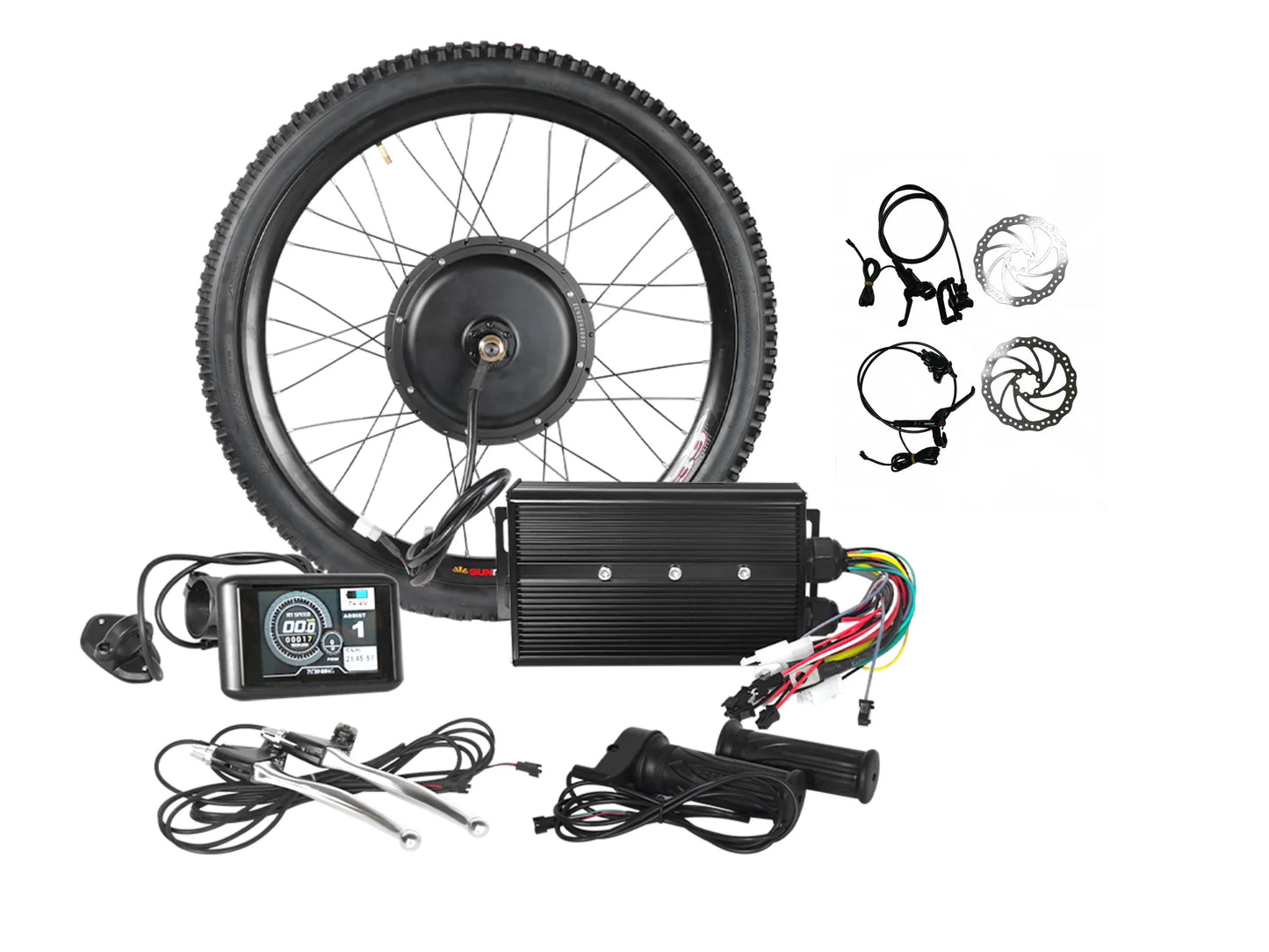 3000W Electric Bike Conversion Kit with 3.5" TFT Display - Hub Motor for E-Bike DIY Upgrade