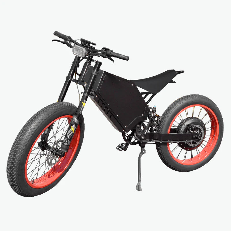 72V 5000W Stealth Bomber-Style Electric Mountain Bike With 26x4.0 Fat Tires, 26.1Ah Lithium Battery, 50MPH