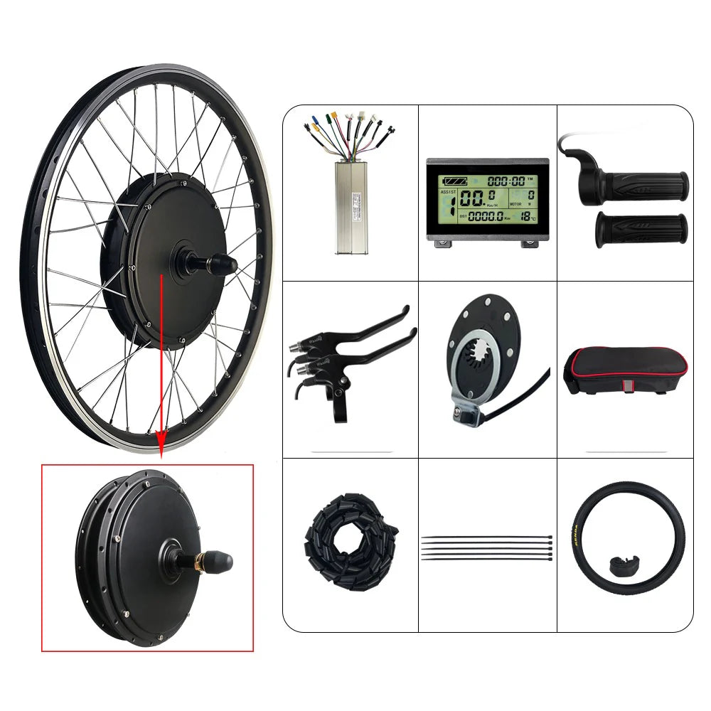 48V 1000W E-Bike Conversion Kit with KT LCD Display & Sine Wave Controller