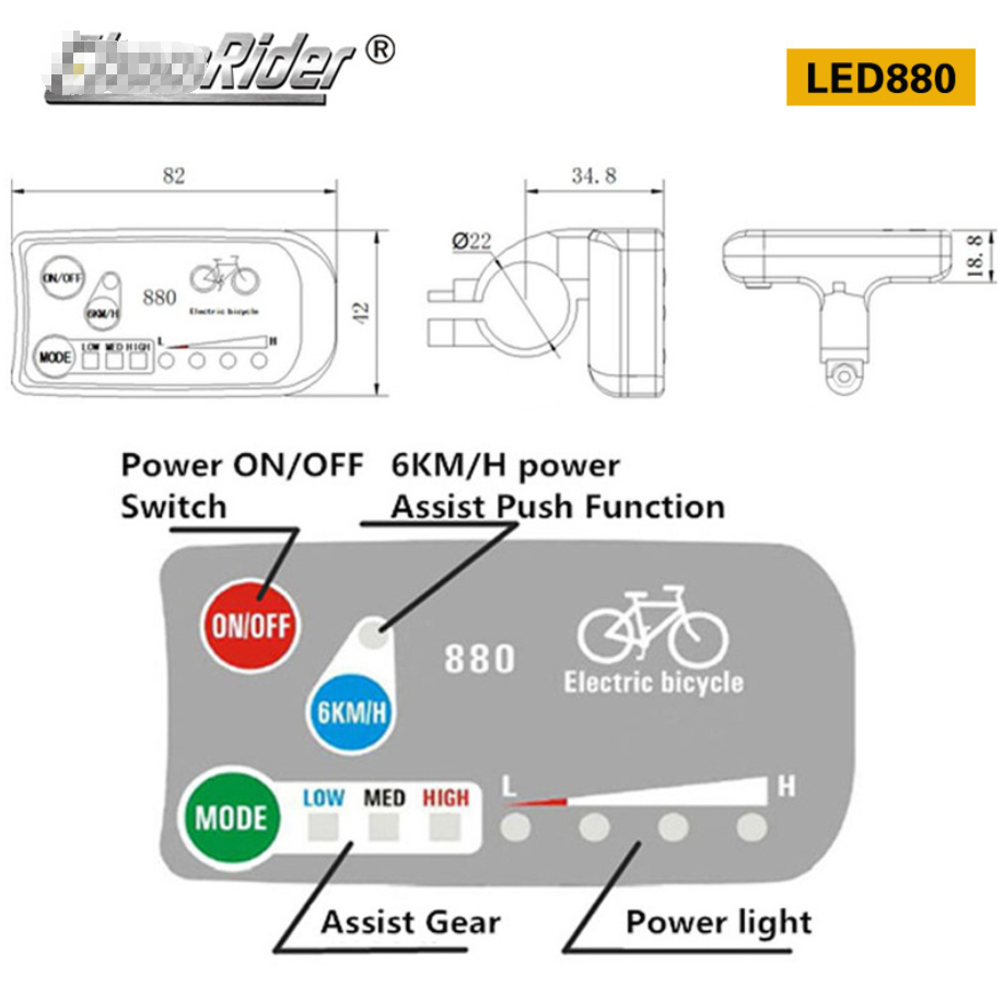 24V36V48V72V Ebike Hub Motor Control Panel LCD Display Meter