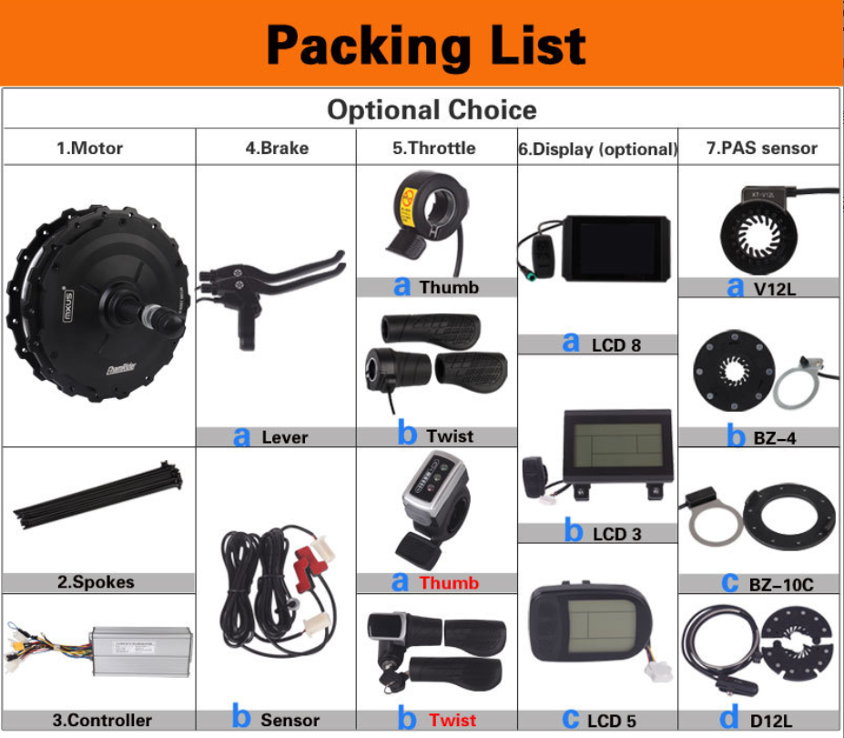 500W1000W Motor Ebike Kit Bicycle Electric Assist Kit