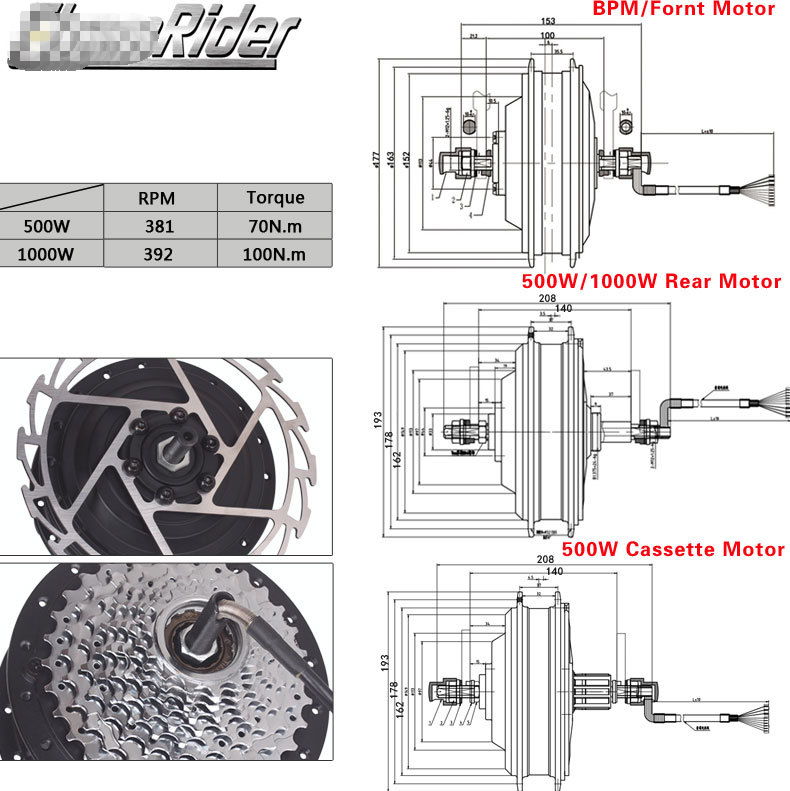 500W/ 1000W Motor Wheel Ebike kit Bicycle Assist Kit