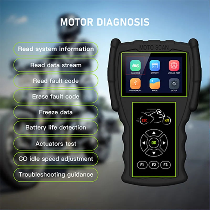JDiag M100 Pro Motorcycle Diagnostic Scanner OBD2 Fault Diagnostic Tool ,Read/Clear Fault Code, ABS Test, Freeze Data For Kawasaki Yamaha Suzuki