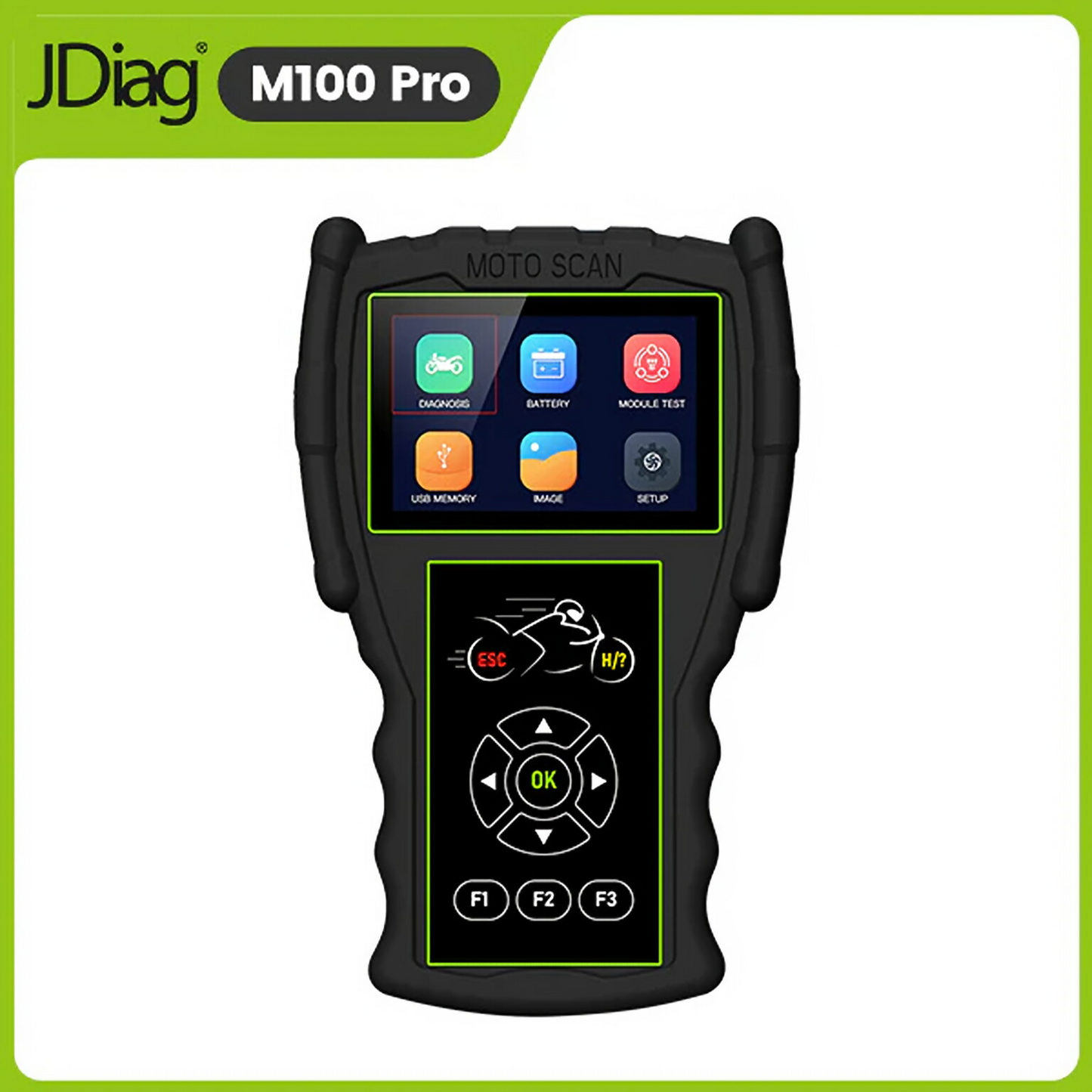 JDiag M100 Pro Motorcycle Diagnostic Scanner OBD2 Fault Diagnostic Tool ,Read/Clear Fault Code, ABS Test, Freeze Data For Kawasaki Yamaha Suzuki