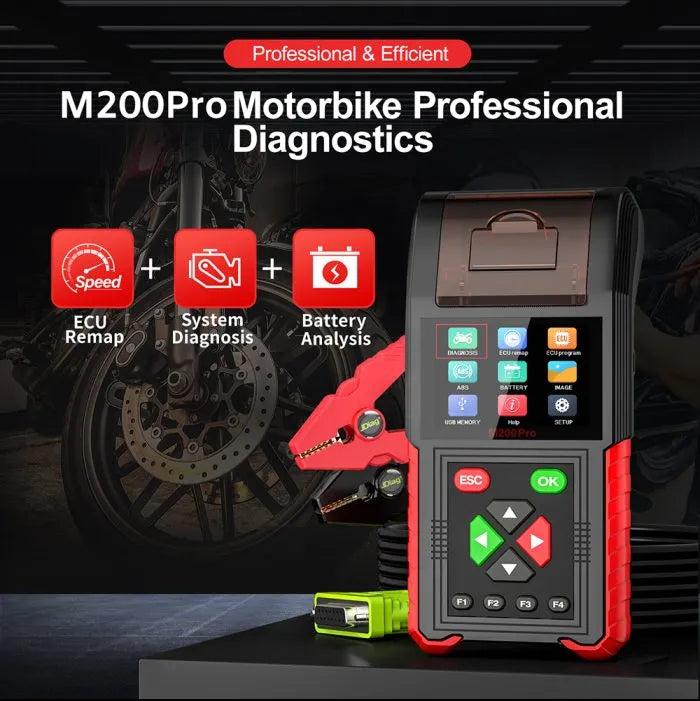 JDiag M200 Pro Diagnostic Scanner with Honda ECU Remap, Battery Tester ABS System Fault Codes For Universal Motorcycle