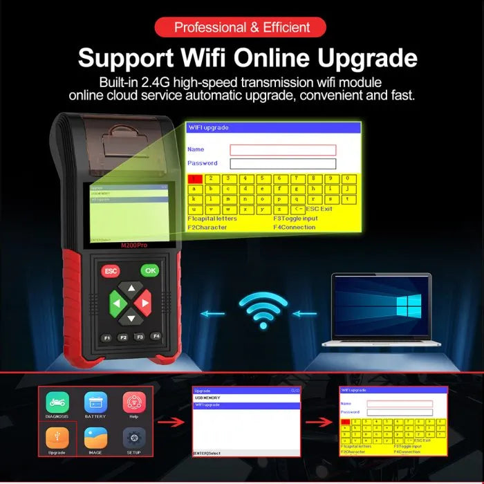 JDiag M200 Pro Diagnostic Scanner with Honda ECU Remap, Battery Tester ABS System Fault Codes For Universal Motorcycle