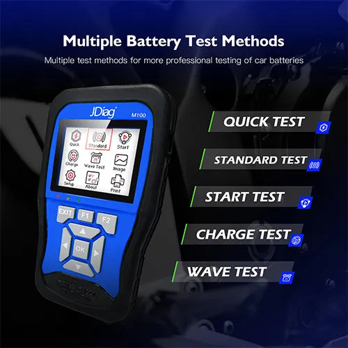JDiag M100 OBD Motorcycle Multi-Language Diagnostic Scanner, Battery tester for motorcycle, Code Reader for Honda Kawasaki Yamaha Suzuki