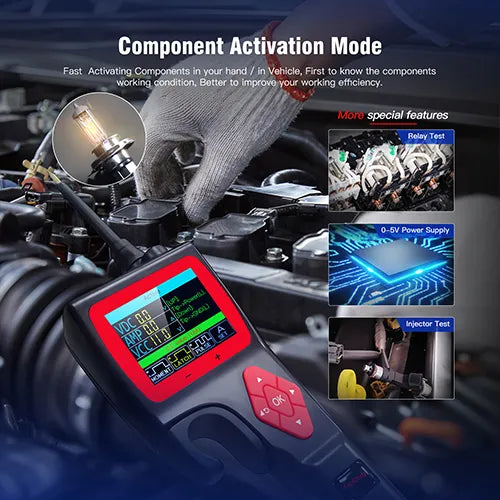 TopDiag P200 Automotive Power Circuit Probe Kit, 12V 24V Electrical Test Tool with Multimeter, Relay Test, Fuel Injector Tester