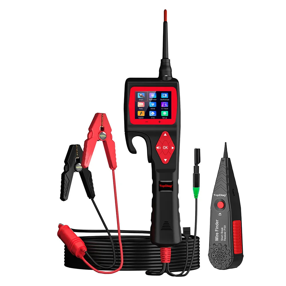 TopDiag P200 Automotive Power Circuit Probe Kit, 12V 24V Electrical Test Tool with Multimeter, Relay Test, Fuel Injector Tester